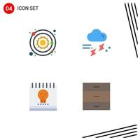 Pictogram Set of 4 Simple Flat Icons of astronomy calendar sun rainfall halloween Editable Vector Design Elements