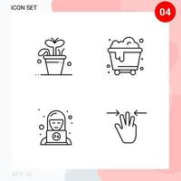 Vector Pack of 4 Icons in Line Style Creative Outline Pack isolated on White Background for Web and Mobile