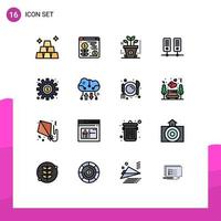 User Interface Pack of 16 Basic Flat Color Filled Lines of cloud backup process startup money cogs Editable Creative Vector Design Elements