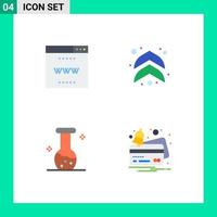 Set of 4 Vector Flat Icons on Grid for internet biology site up card Editable Vector Design Elements