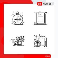 Creative Set of 4 Universal Outline Icons isolated on White Background vector