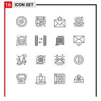 16 Universal Outline Signs Symbols of map web shopping favorites envelope Editable Vector Design Elements