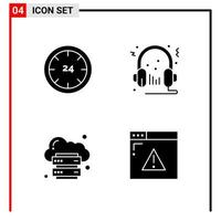 4 General Icons for website design print and mobile apps 4 Glyph Symbols Signs Isolated on White Background 4 Icon Pack vector