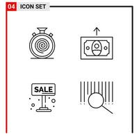 4 General Icons for website design print and mobile apps 4 Outline Symbols Signs Isolated on White Background 4 Icon Pack vector