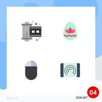 Pictogram Set of 4 Simple Flat Icons of cinema mouse reel holiday user Editable Vector Design Elements