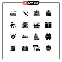 Modern Set of 16 Solid Glyphs and symbols such as care people money old scary Editable Vector Design Elements