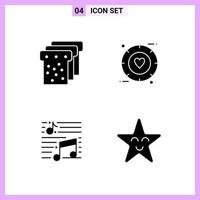 4 Icons in Solid Style Glyph Symbols on White Background Creative Vector Signs for Web mobile and Print