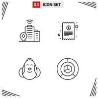 4 Icons Line Style Grid Based Creative Outline Symbols for Website Design Simple Line Icon Signs Isolated on White Background 4 Icon Set vector