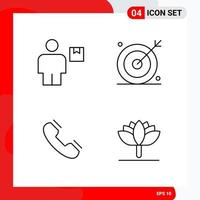 Creative Set of 4 Universal Outline Icons isolated on White Background vector