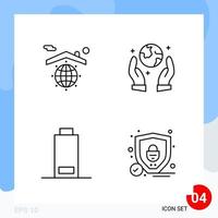 Modern Pack of 4 Icons Line Outline Symbols isolated on White Backgound for Website designing vector