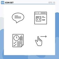 Modern Set of 4 Filledline Flat Colors and symbols such as chat document code development report Editable Vector Design Elements