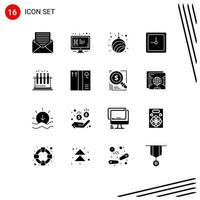 Pack of 16 creative Solid Glyphs of time clock monitor year home Editable Vector Design Elements