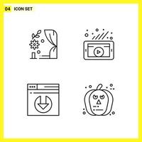 4 Icon Set Simple Line Symbols Outline Sign on White Background for Website Design Mobile Applications and Print Media vector