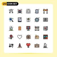 User Interface Pack of 25 Basic Filled line Flat Colors of barricade product advertising list marketing Editable Vector Design Elements