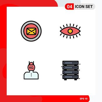 Modern Set of 4 Filledline Flat Colors and symbols such as chat head text message eyes problem Editable Vector Design Elements