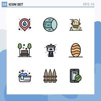 Group of 9 Filledline Flat Colors Signs and Symbols for travel public robo advisor park analyst Editable Vector Design Elements