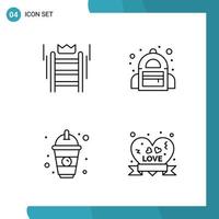 Vector Pack of 4 Outline Symbols Line Style Icon Set on White Background for Web and Mobile