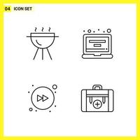 4 Icon Set Simple Line Symbols Outline Sign on White Background for Website Design Mobile Applications and Print Media vector