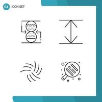 Vector Pack of 4 Outline Symbols Line Style Icon Set on White Background for Web and Mobile