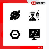 Creative Set of 4 Universal Glyph Icons isolated on White Background vector