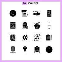 16 Icons in Solid Style Glyph Symbols on White Background Creative Vector Signs for Web mobile and Print
