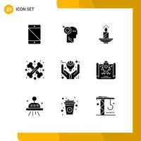 9 Creative Icons Modern Signs and Symbols of cross bone wax target light easter Editable Vector Design Elements