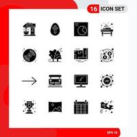 Solid Glyph Pack of 16 Universal Symbols of arts cd analytics spa massage Editable Vector Design Elements