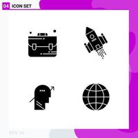 Solid Icon set Pack of 4 Glyph Icons isolated on White Background for Web Print and Mobile vector