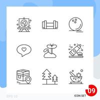 Modern Pack of 9 Icons Line Outline Symbols isolated on White Backgound for Website designing vector