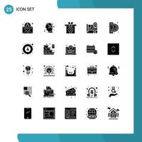 Set of 25 Modern UI Icons Symbols Signs for game insert coin human mind real estate map Editable Vector Design Elements