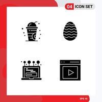 4 Solid Glyph concept for Websites Mobile and Apps cold login decoration egg communication Editable Vector Design Elements