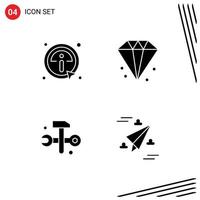 Pack of 4 Modern Solid Glyphs Signs and Symbols for Web Print Media such as click databases information finance it solutions Editable Vector Design Elements