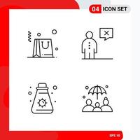 Creative Set of 4 Universal Outline Icons isolated on White Background vector