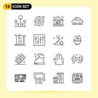 16 Creative Icons for Modern website design and responsive mobile apps 16 Outline Symbols Signs on White Background 16 Icon Pack vector