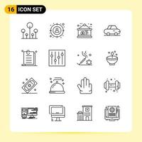 16 Creative Icons for Modern website design and responsive mobile apps 16 Outline Symbols Signs on White Background 16 Icon Pack vector