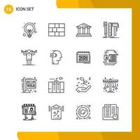 16 Icon Set Line Style Icon Pack Outline Symbols isolated on White Backgound for Responsive Website Designing vector