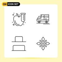 4 Creative Icons for Modern website design and responsive mobile apps 4 Outline Symbols Signs on White Background 4 Icon Pack vector