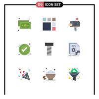 User Interface Pack of 9 Basic Flat Colors of api bolt box check management Editable Vector Design Elements