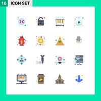 Mobile Interface Flat Color Set of 16 Pictograms of money power tubes gas flask Editable Pack of Creative Vector Design Elements