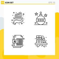 Collection of 4 Universal Line Icons Icon Set for Web and Mobile vector