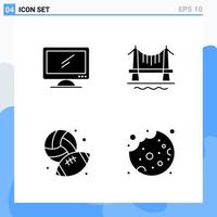 Modern 4 solid style icons Glyph Symbols for general use Creative Solid Icon Sign Isolated on White Background 4 Icons Pack vector