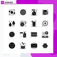 Solid Icon set Pack of 16 Glyph Icons isolated on White Background for Web Print and Mobile vector