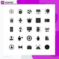 Universal Icon Symbols Group of 25 Modern Solid Glyphs of shopping education sun flower growth knowledge growth Editable Vector Design Elements