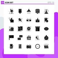 Group of 25 Solid Glyphs Signs and Symbols for communications marketing rank online grocery Editable Vector Design Elements