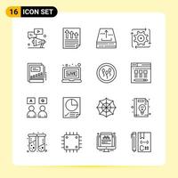 16 iconos creativos para el diseño moderno de sitios web y aplicaciones móviles receptivas 16 símbolos de contorno signos sobre fondo blanco paquete de 16 iconos vector