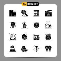 16 Black Icon Pack Glyph Symbols Signs for Responsive designs on white background 16 Icons Set vector