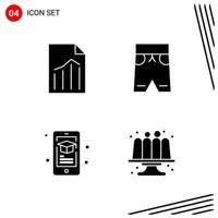 Collection of 4 Vector Icons in solid style Pixle Perfect Glyph Symbols for Web and Mobile Solid Icon Signs on White Background 4 Icons