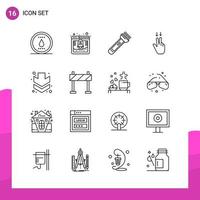 Outline Icon set Pack of 16 Line Icons isolated on White Background for responsive Website Design Print and Mobile Applications vector