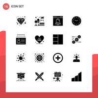 16 Creative Icons Modern Signs and Symbols of badge clock park time interface Editable Vector Design Elements