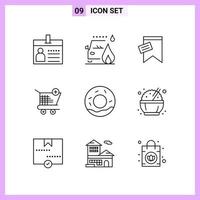 9 Icons in Line Style Outline Symbols on White Background Creative Vector Signs for Web mobile and Print